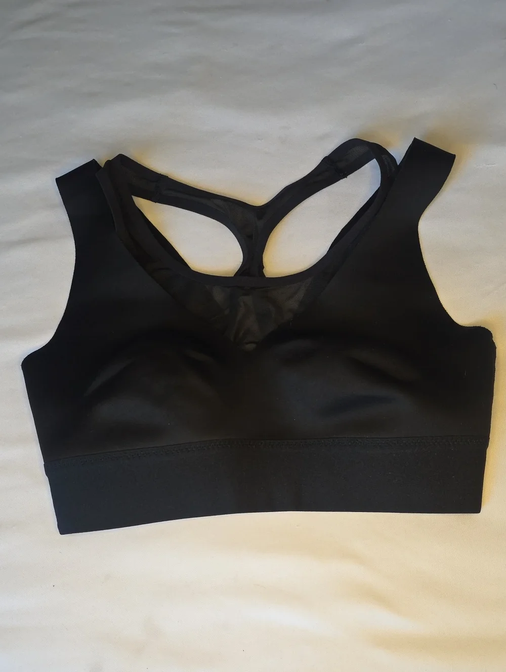 Athleta Black Mesh-Back Racerback Sports Bra